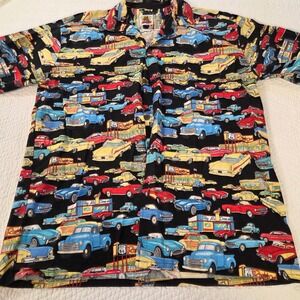Max Boxxer Mens Large‎ Route 66 Classic Car Diner Print Button Down Shirt USA